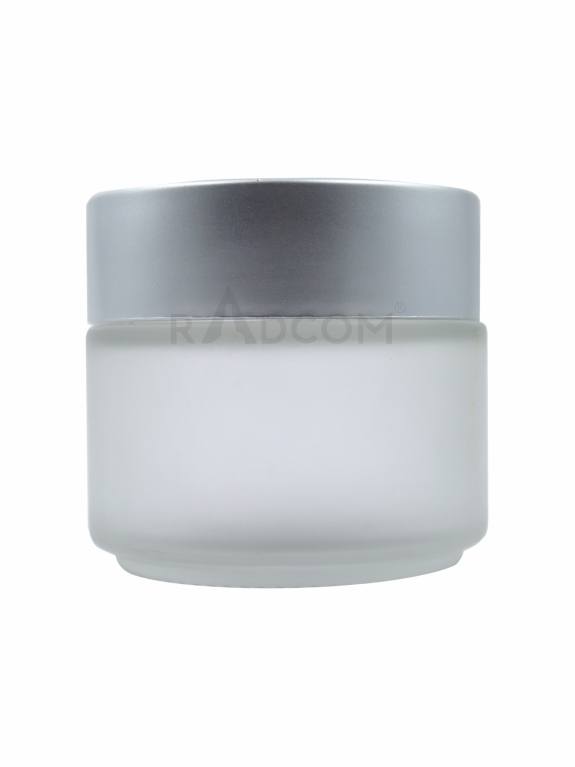 100GM Glass Jar - Frosted-With Plastic Matt Silver Uv Cap With Inner Lid